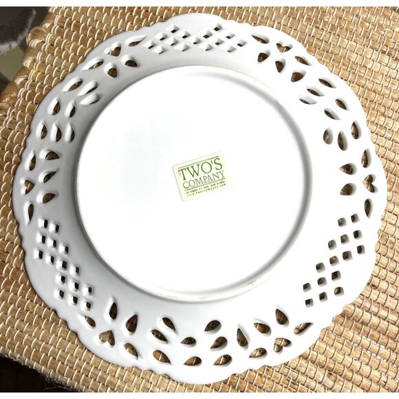 Vintage Twos Company 10" Round Lace Heart Decorative Dinner Plate granny core - Picture 2 of 3